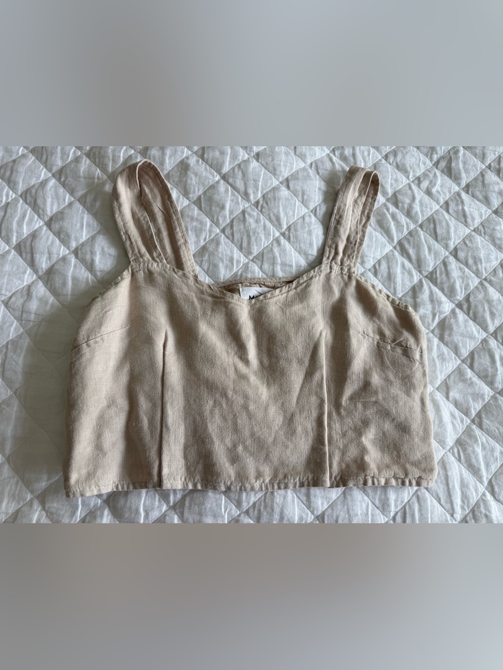 Mate the label Linen coco Crop Top in Beige, xs